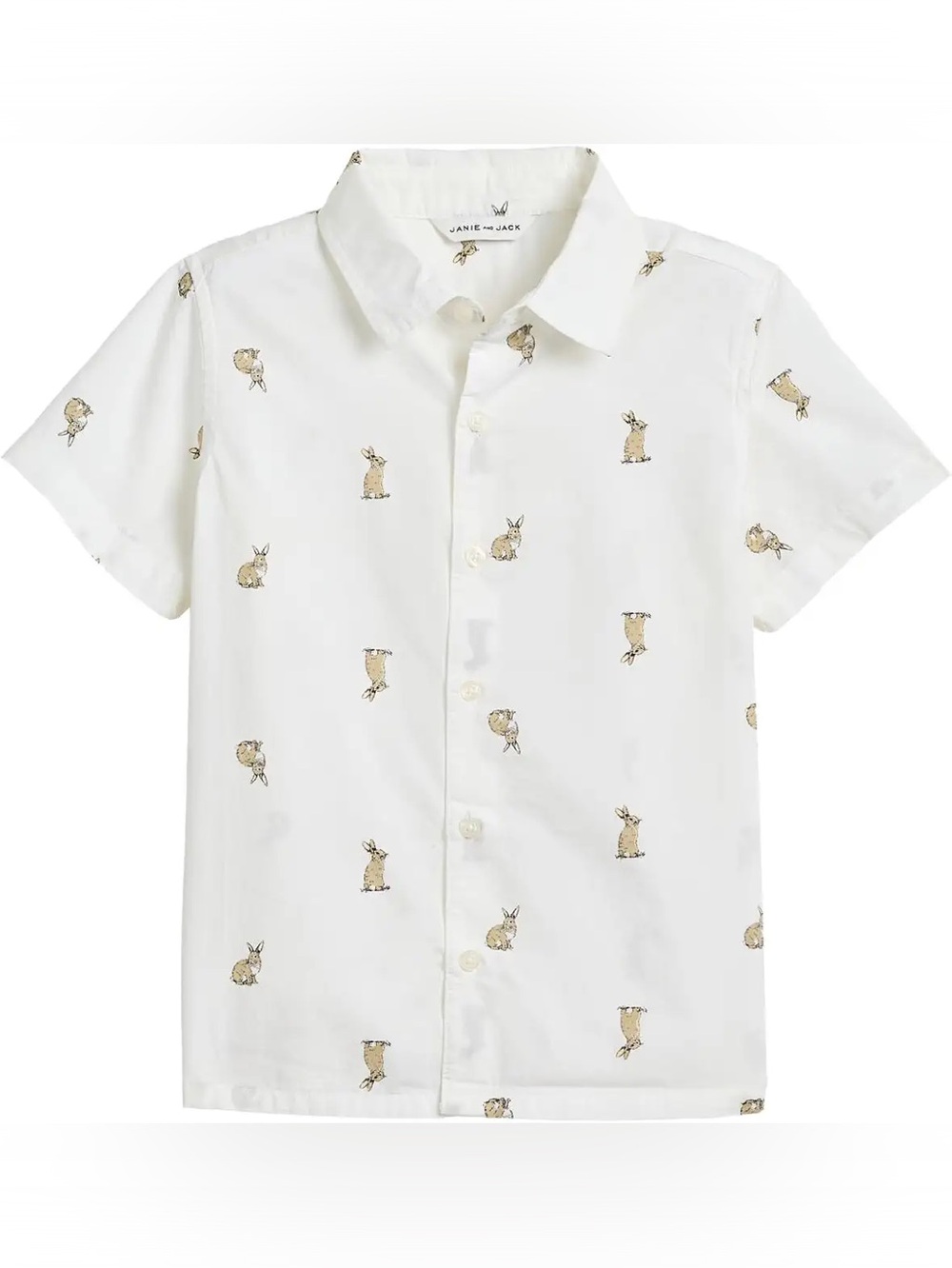 Janie and Jack White Short-Sleeve Bunny-Print Button-Down Shirt